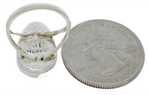 Genuine Silver Southwestern Multicolor Ring Size 6-1/4 TX39367